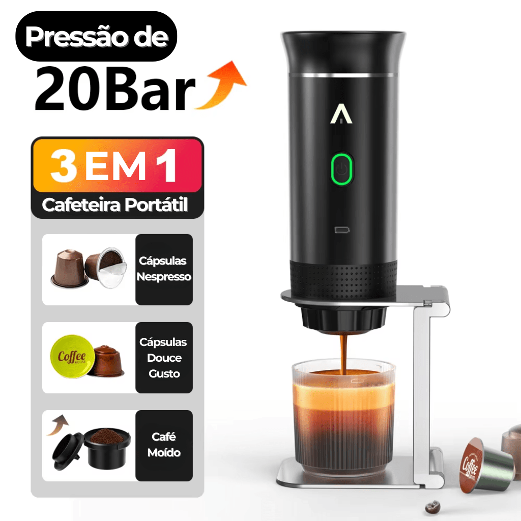 Cafeteira Elétrica Portátil 3 em 1 - CaffeTech Cafeteira Elétrica Portátil 3 em 1 - CaffeTech Minha loja 