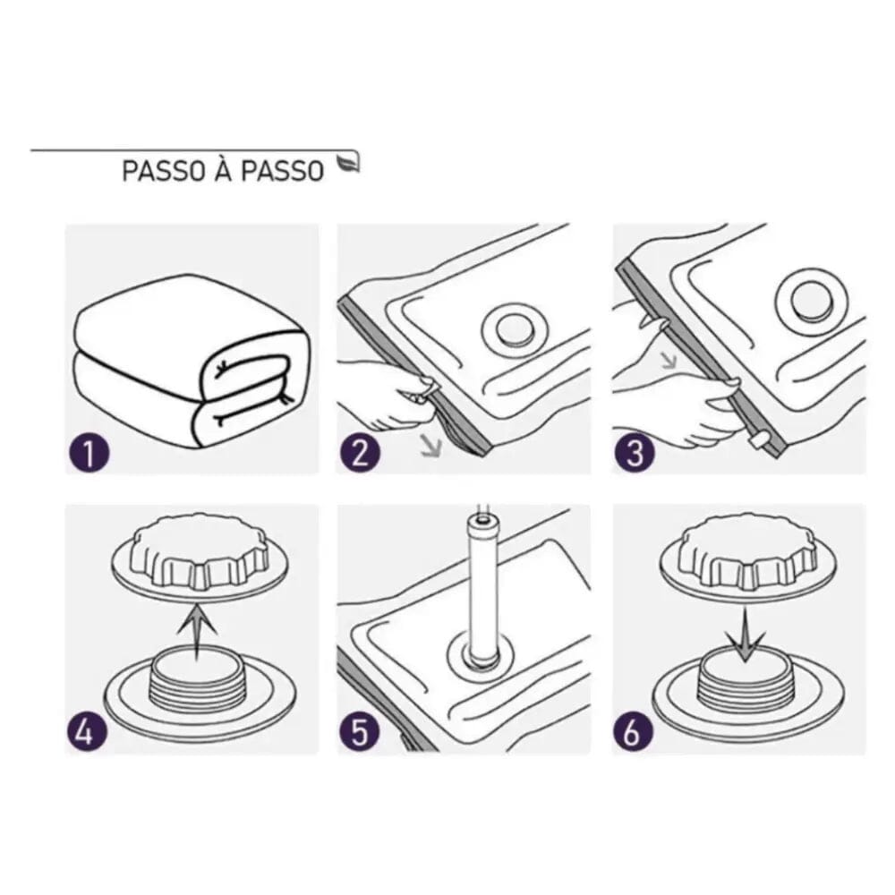 Compressor a Vacuo - VacumBag (Bivolt) Kit Compactador com Bomba Elétrica - Turbo Pack Minha loja 