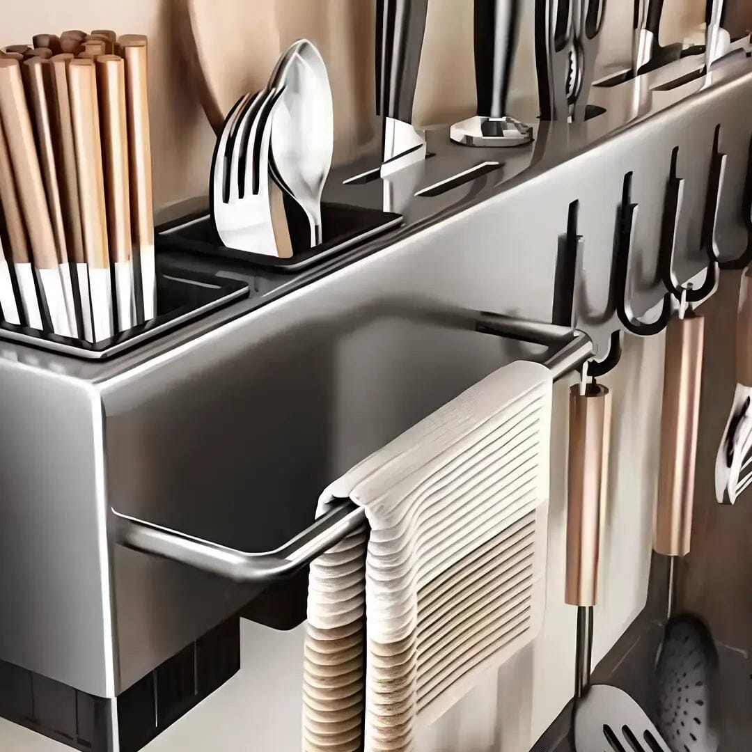 Suporte para Utensílios de Cozinha Suportes para utensílios de cozinha Minha loja Prata 